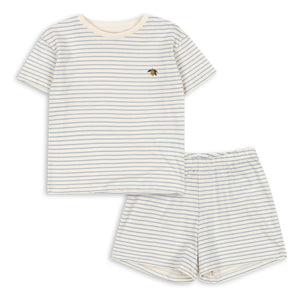 Konges Sløjd - Famo Gestreiftes Set aus Bio-Baumwolle T-Shirt und Shorts | Blau