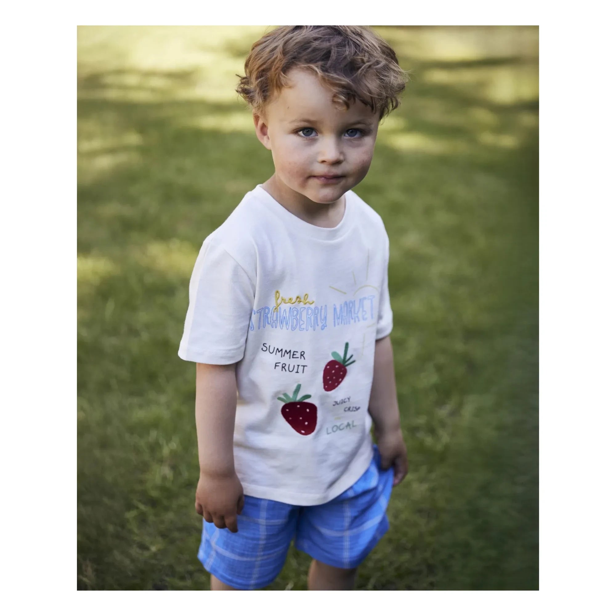 Fliink - Sommer Erdbeere Bio-Baumwoll-T-Shirt | Weiß