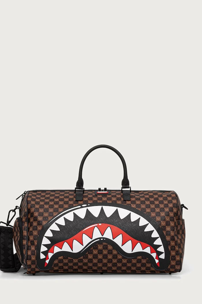 Sprayground - Braune Reisetasche mit Haifischen in Paris 910D9306NSZ
