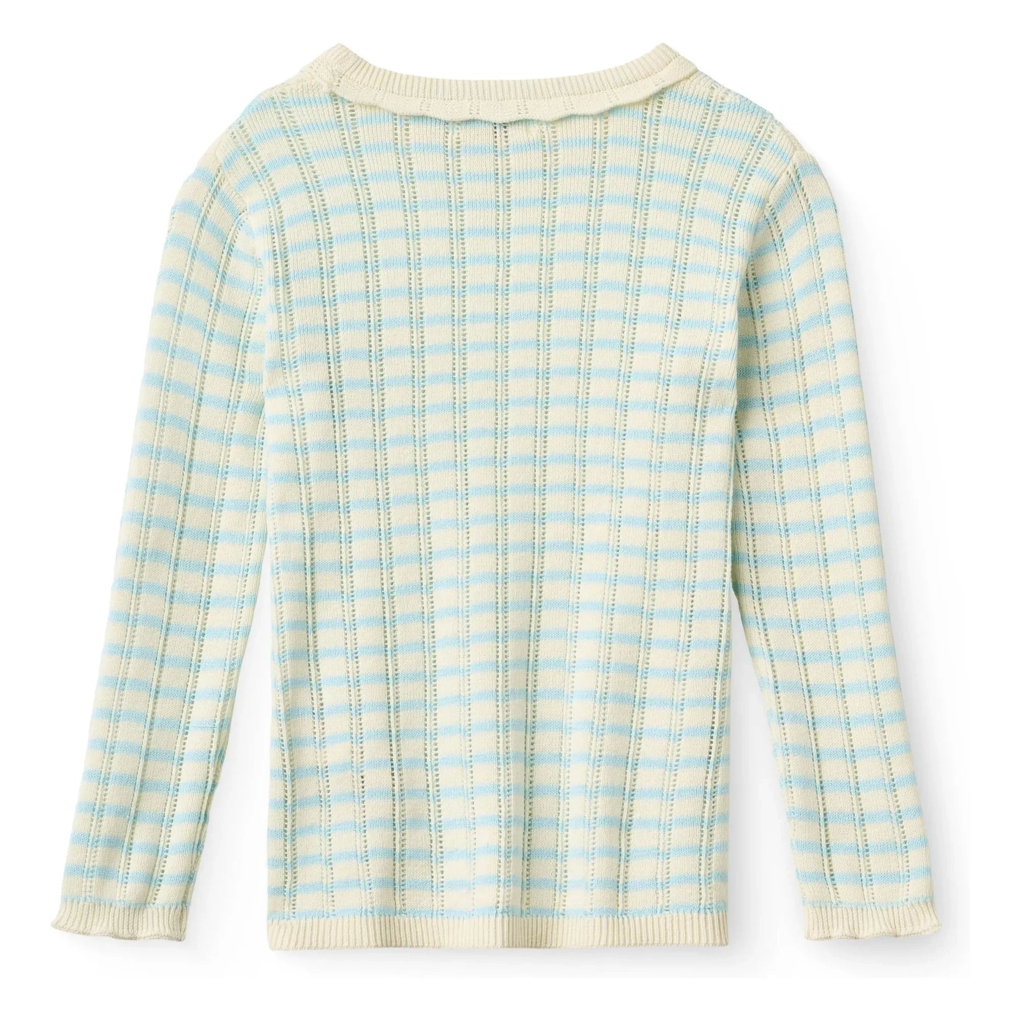 Copenhagen Colors - Pointelle Gestreiftes T-Shirt aus Bio-Baumwolle | Hellblau
