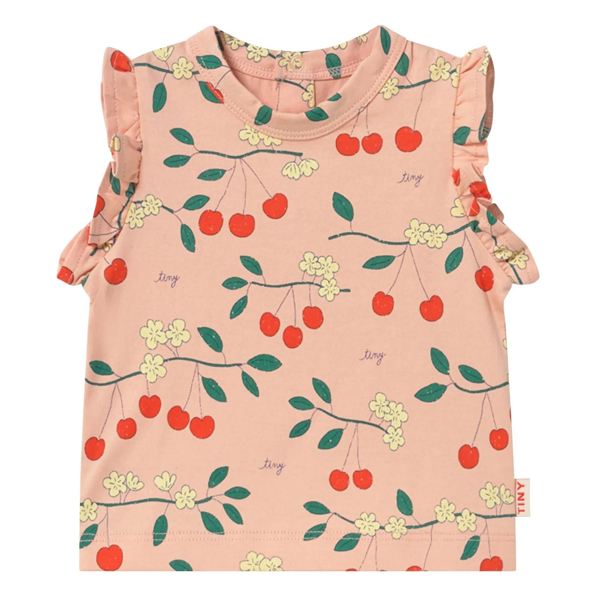 Tinycottons - Cherry T-Shirt mit Rüschen aus Bio-Baumwolle | Rosa