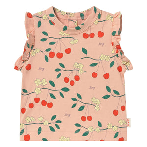 Tinycottons - Cherry T-Shirt mit Rüschen aus Bio-Baumwolle | Rosa