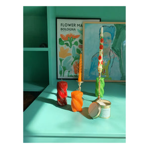 Anna + Nina - Gedrehte Kerze - 9 cm | Orange