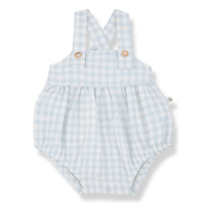 1+ in the family - Patras Vichy Seersucker Overall | Hellblau