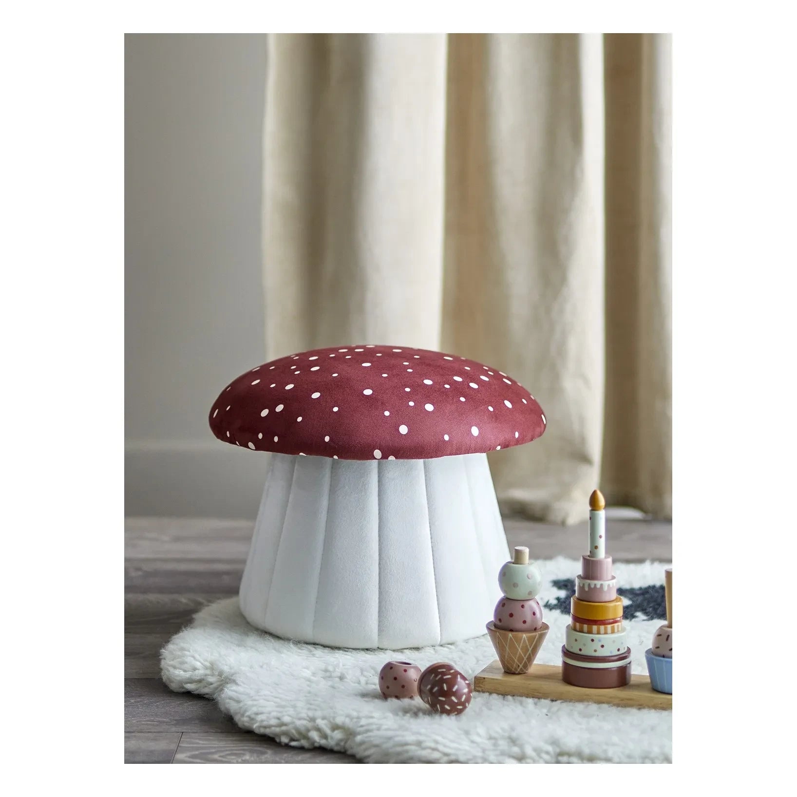 Bloomingville Mini - Lue Mantar Puf | Kırmızı