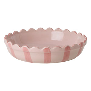 Rice - Gestreifte Keramik-Tarteform | Rosa