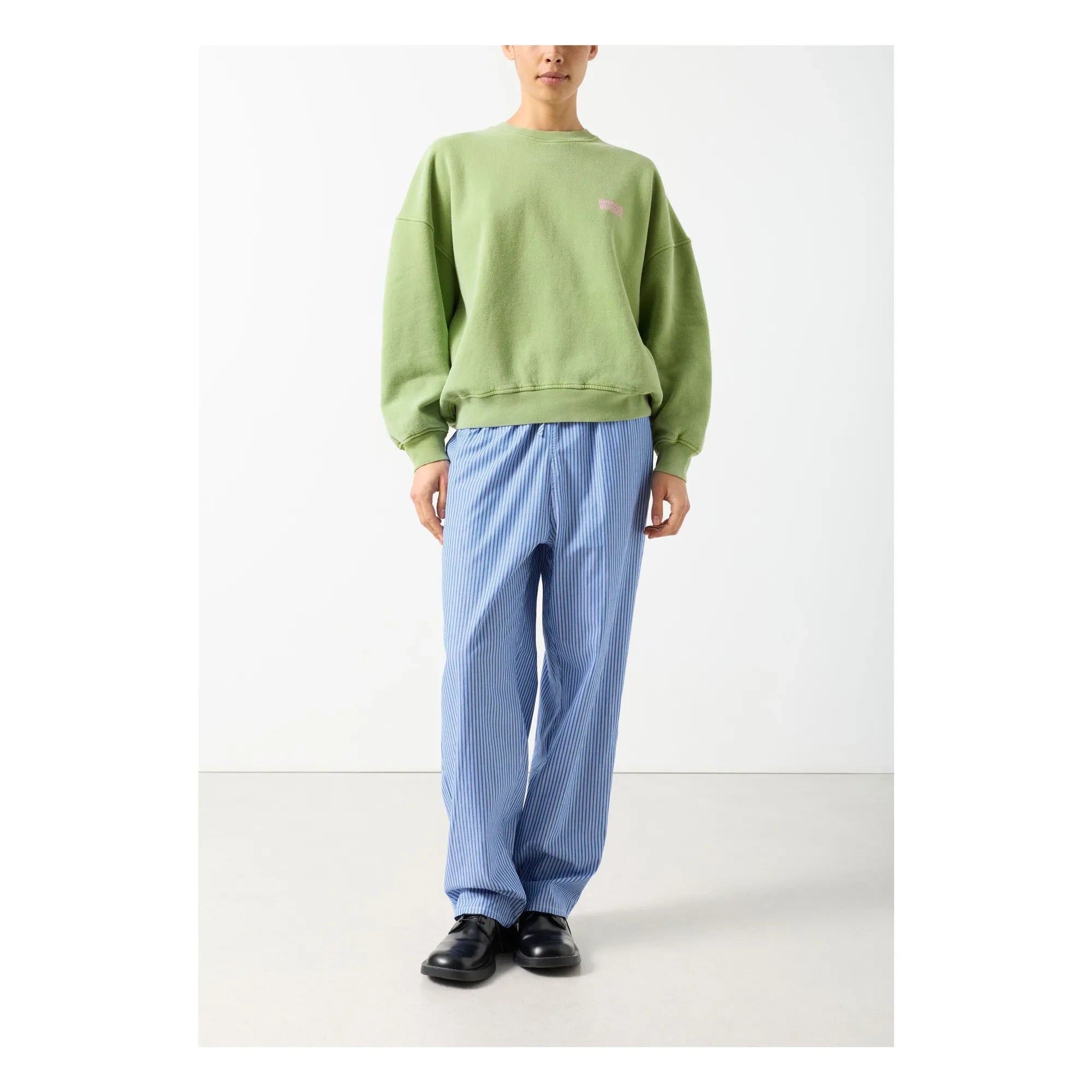 American Vintage - Plizzy Baumwoll-Sweatshirt | Blassgrün