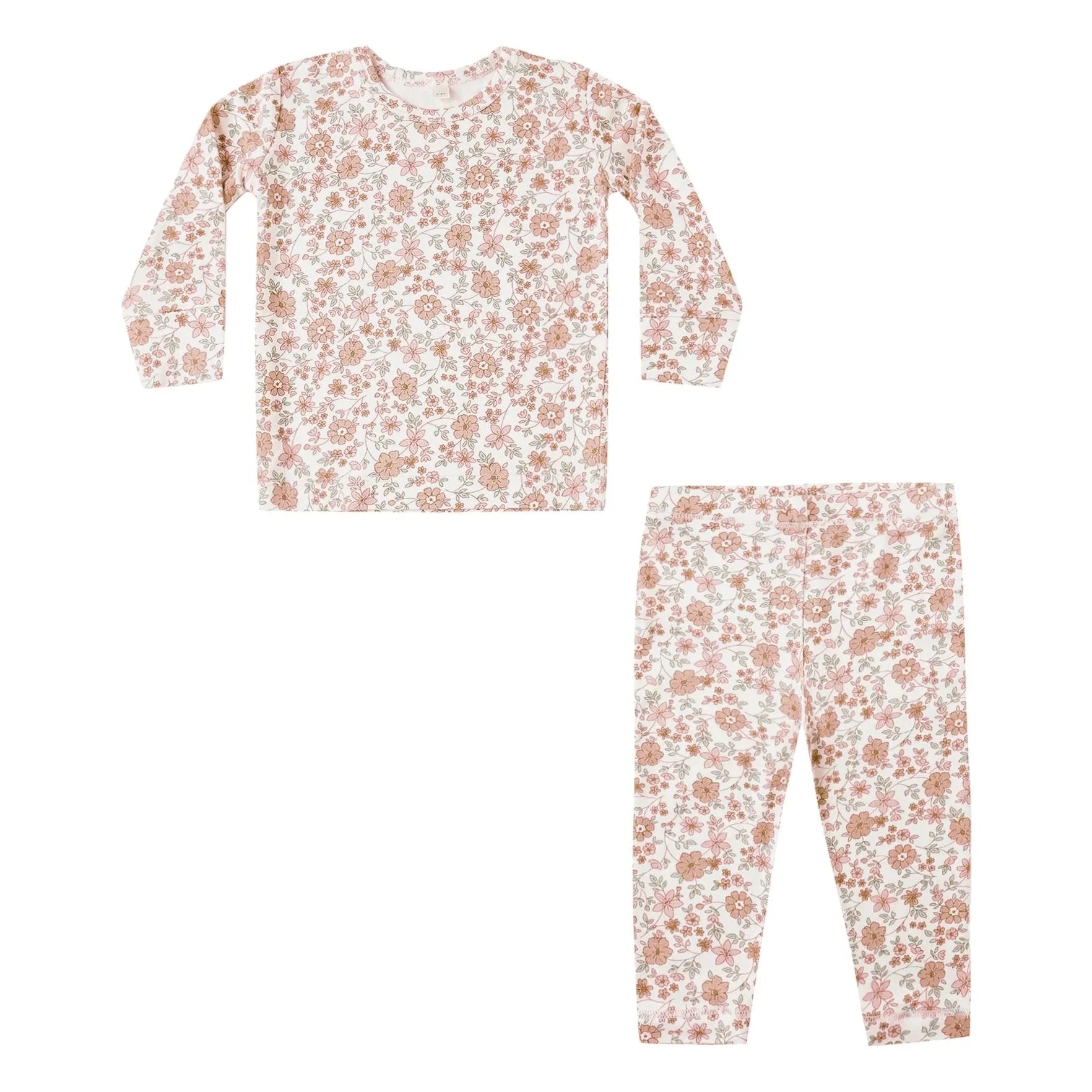 Quincy Mae - Bambus-Blumenpyjama | Elfenbein
