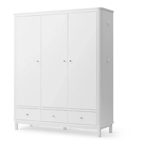 Oliver Furniture - 3-türiger Birken-Kleiderschrank 204 x 168 cm | Weiß