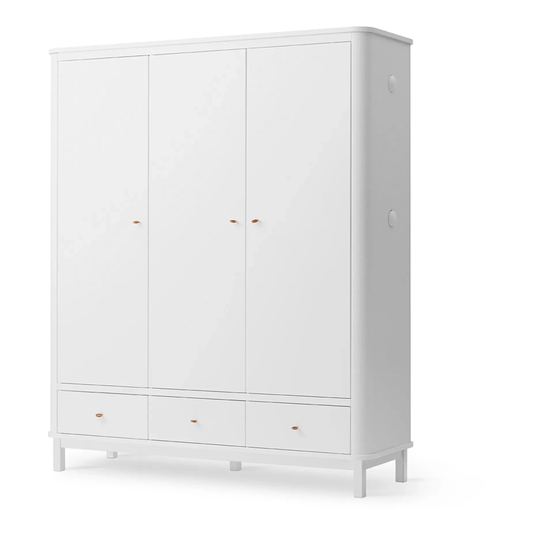 Oliver Furniture - 3-türiger Birken-Kleiderschrank 204 x 168 cm | Weiß