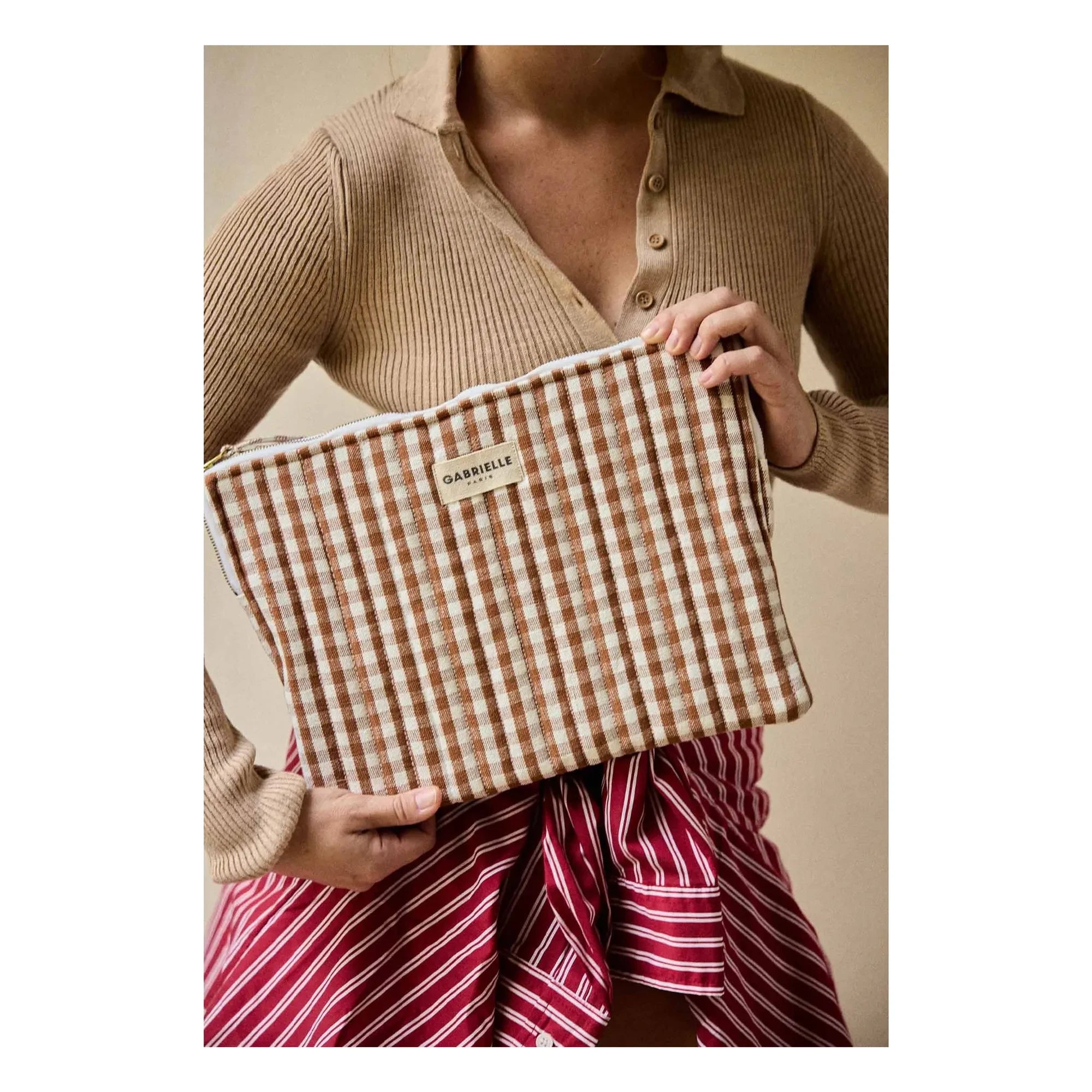 Gabrielle Paris - Gingham Laptop-Hülle Moka | Mocha