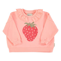 Piupiuchick - Erdbeer-Sweatshirt mit Rüschen aus Bio-Baumwolle | Rosa