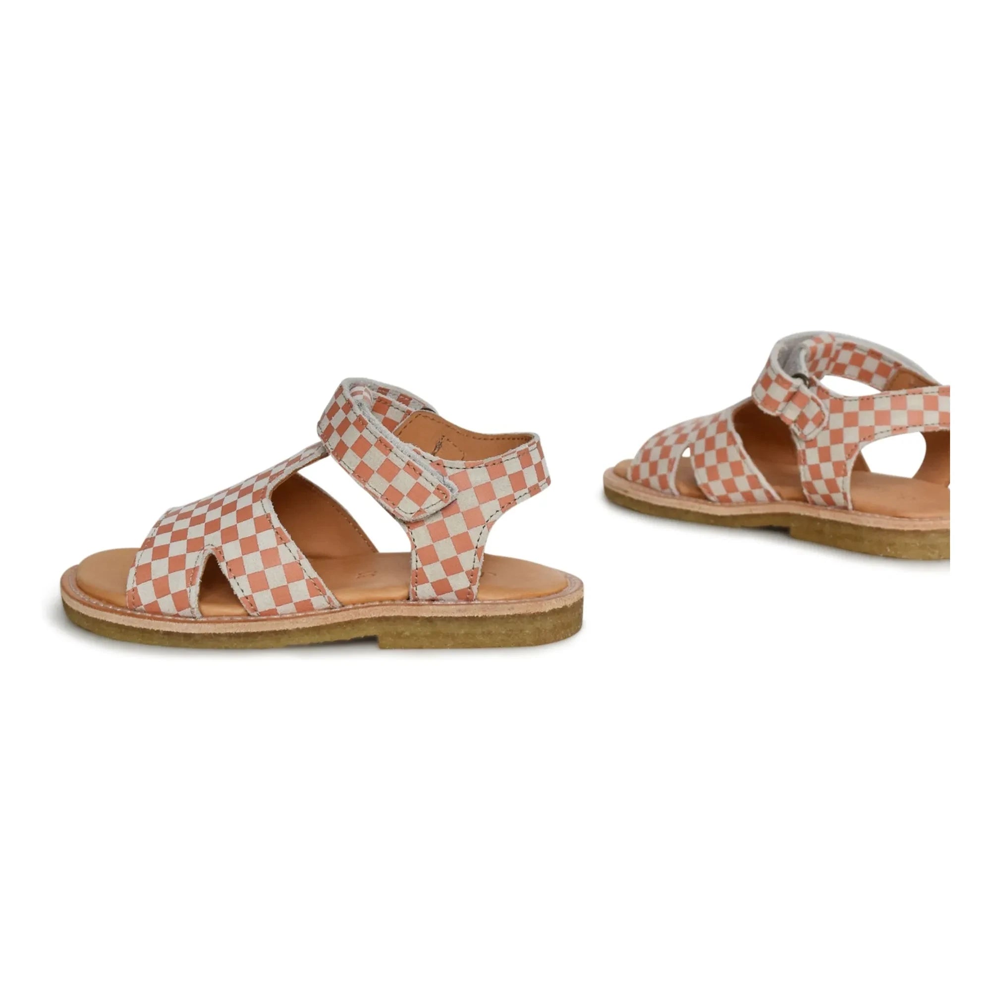 du Loua - Du Alfie Karierte Sandalen | Koralle
