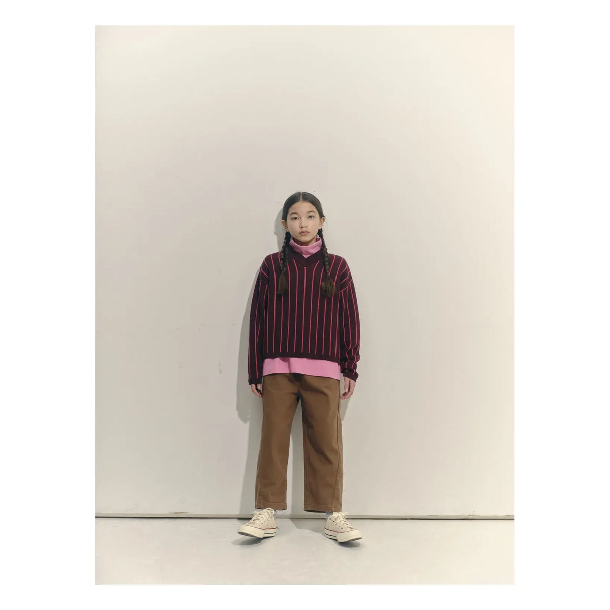 Main Story - Organik Pamuklu Çizgili V Yaka Sweatshirt | Bordo