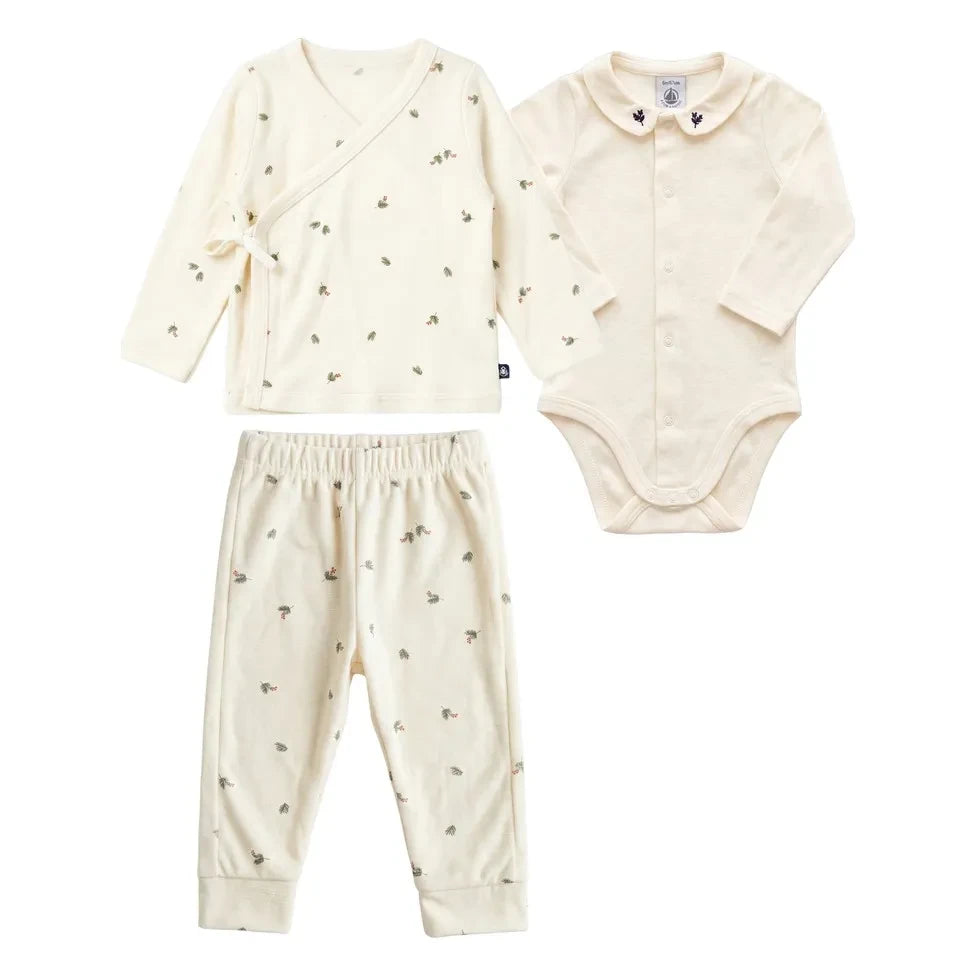 Petit Bateau - Organik Pamuk Çiçek Seti ve Vücut Hediye Seti | Ekru