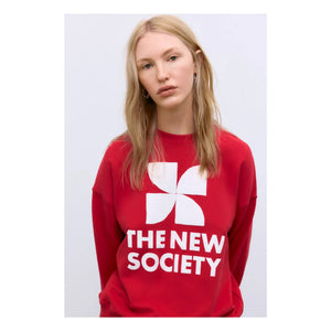 the new society - TNS Logo Baumwoll-Sweatshirt | Rot