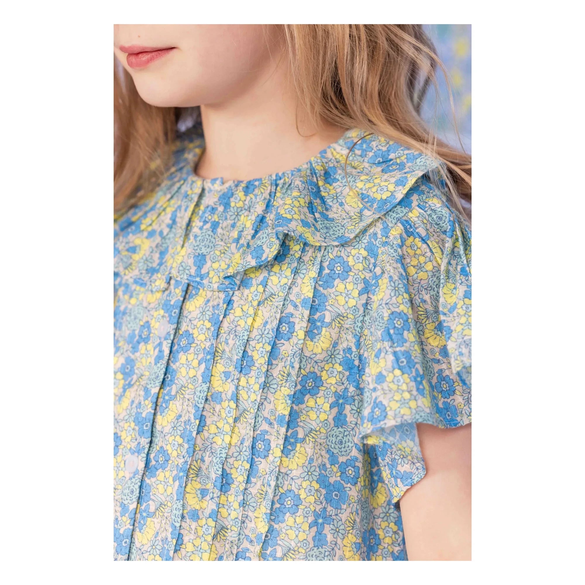 Bonton - Bluse Claudine-Kragen Nancy Geblümt | Blau