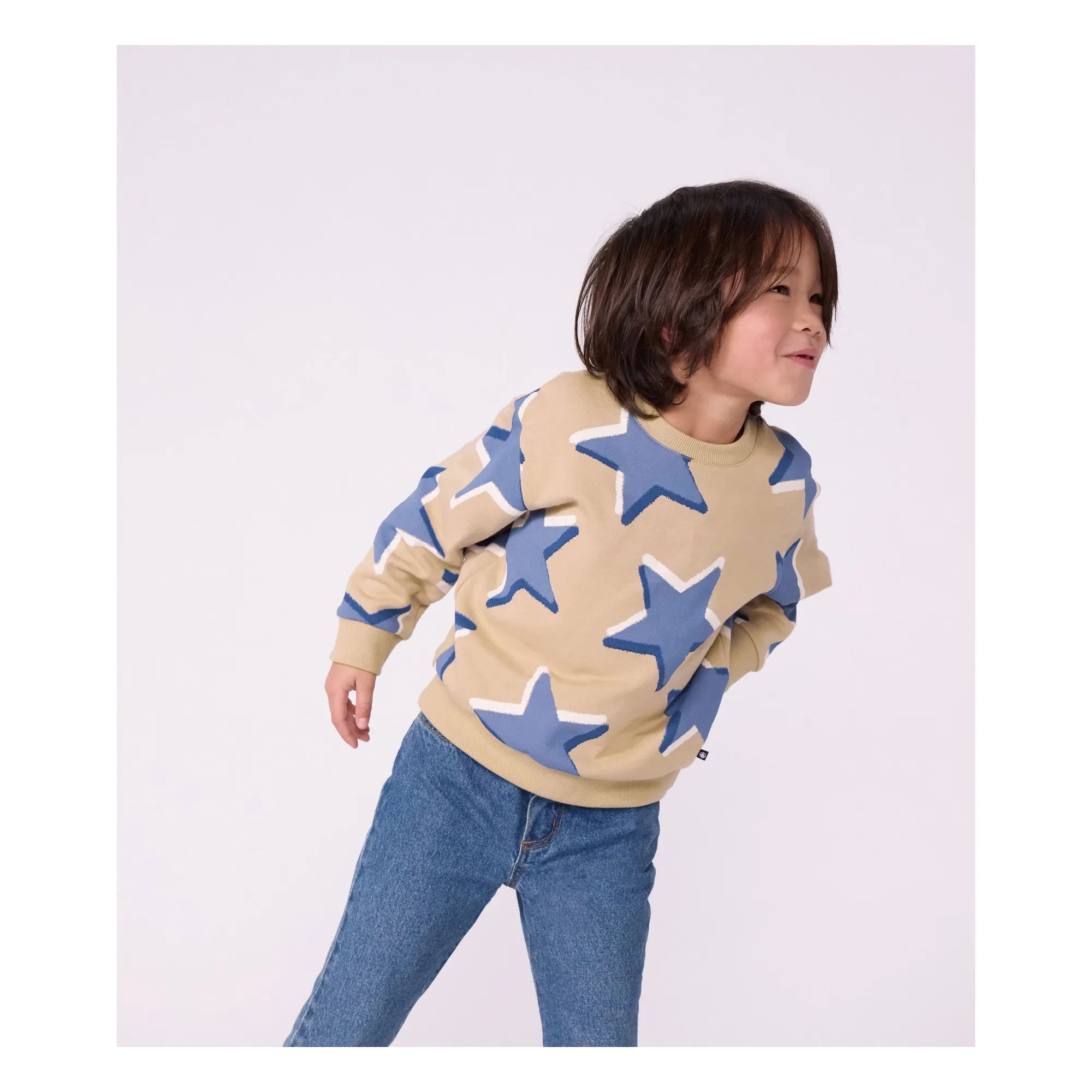 Petit Bateau - Sweat Stars Organik Pamuk | Bej