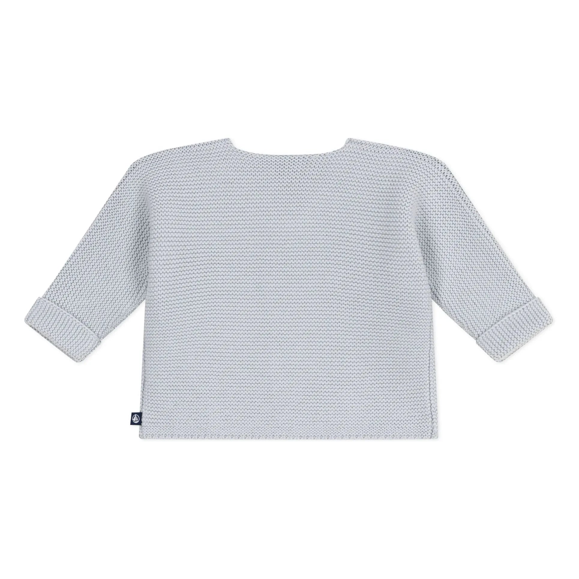 Petit Bateau – Feinstrick-Cardigan aus Bio-Baumwolle | Hellgrau