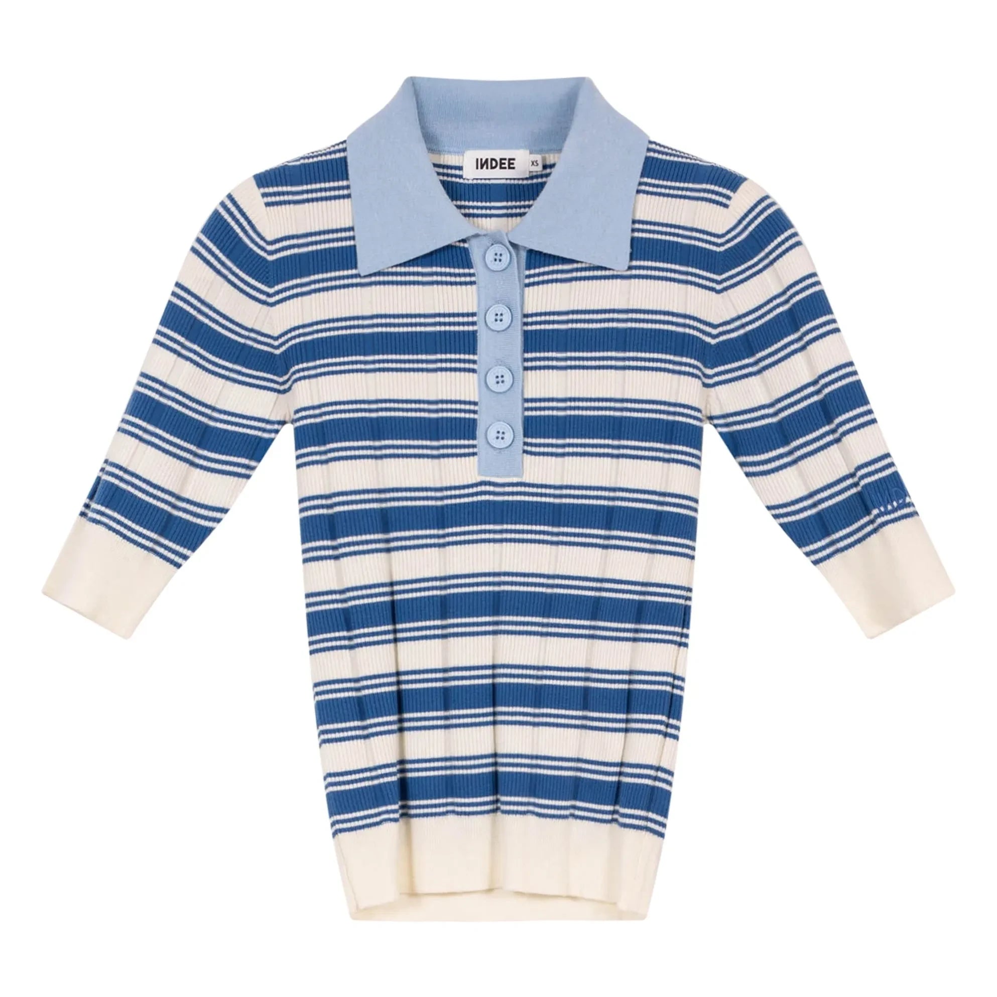 Indee - Verona Gestreiftes Ripp-Polo | Blau