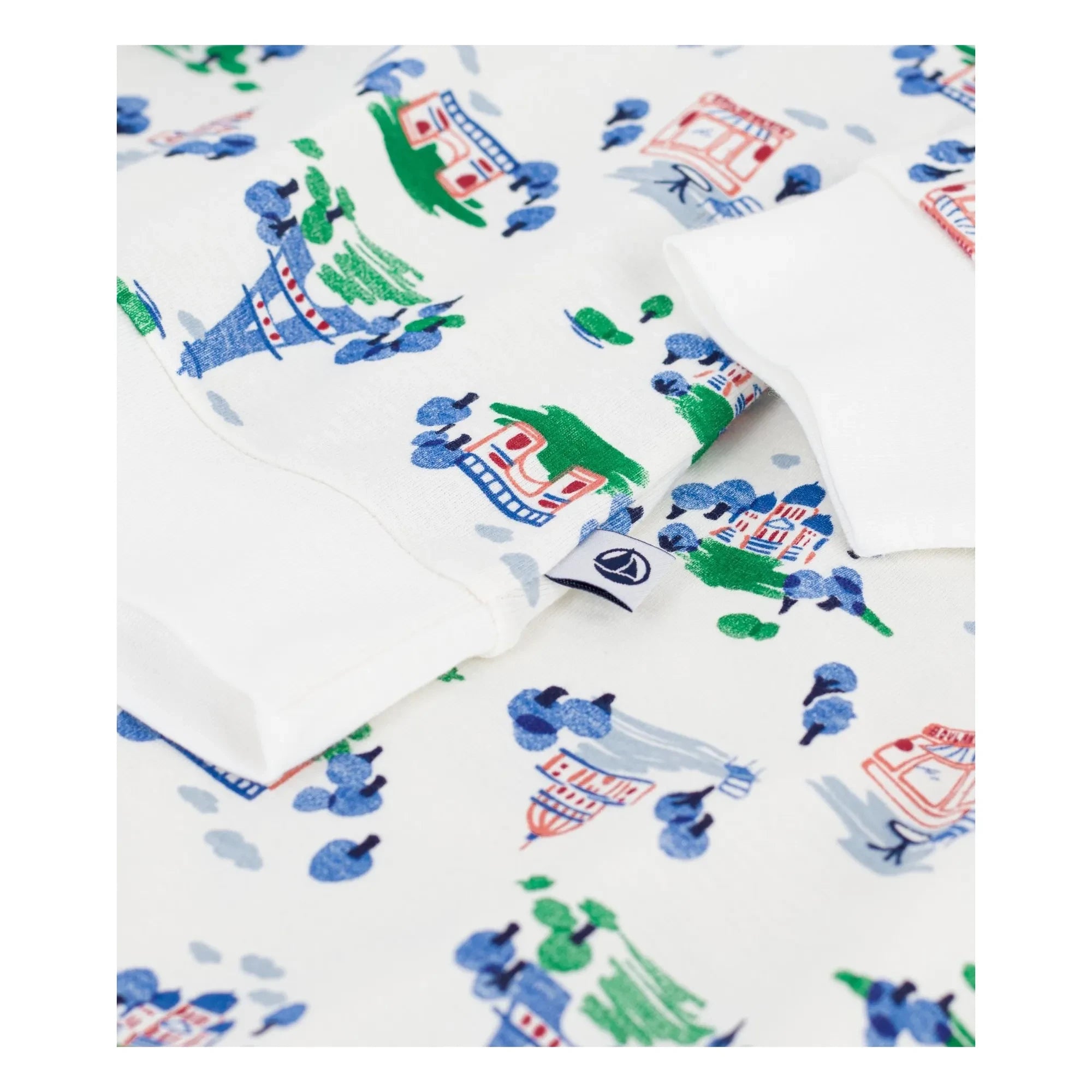 Petit Bateau - Eyfel Kulesi Organik Pamuk Pijama | Beyaz