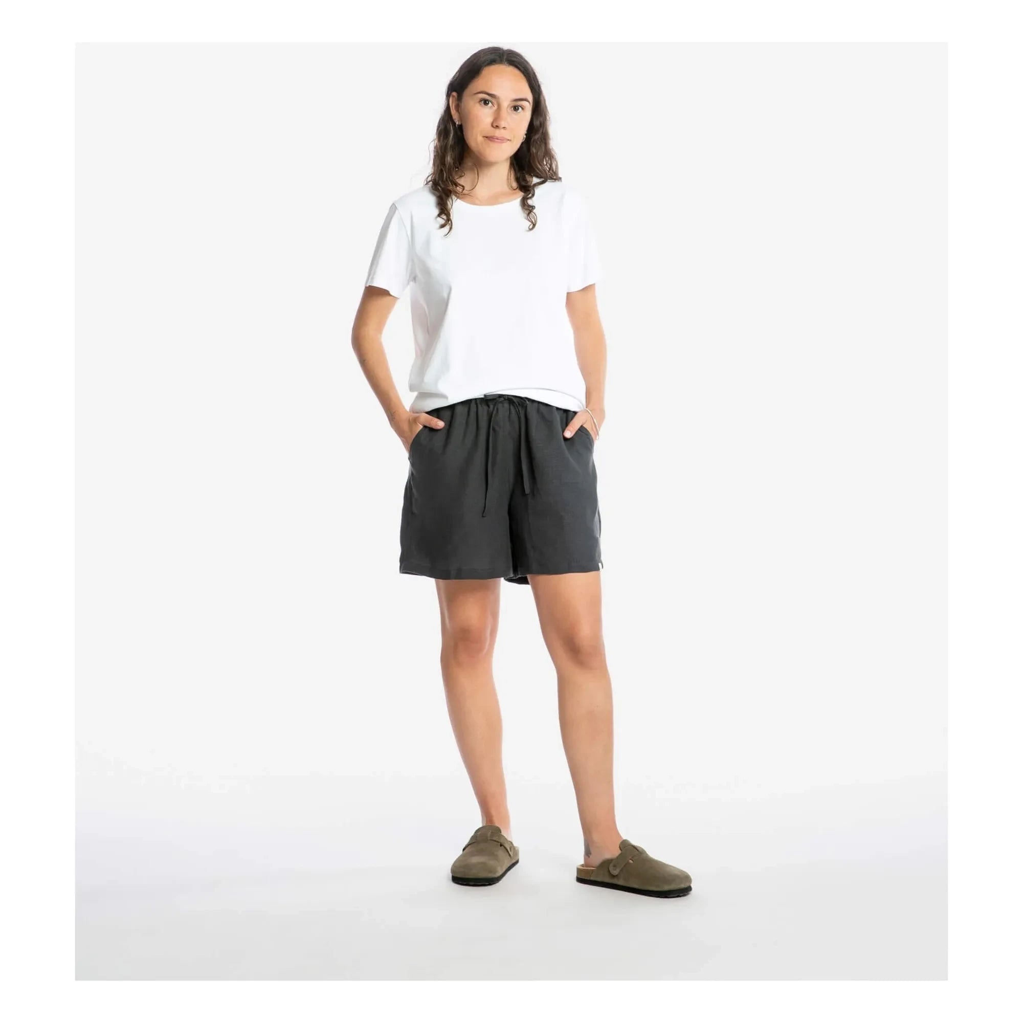 Matona - Leinen-Shorts | Dunkelgrau