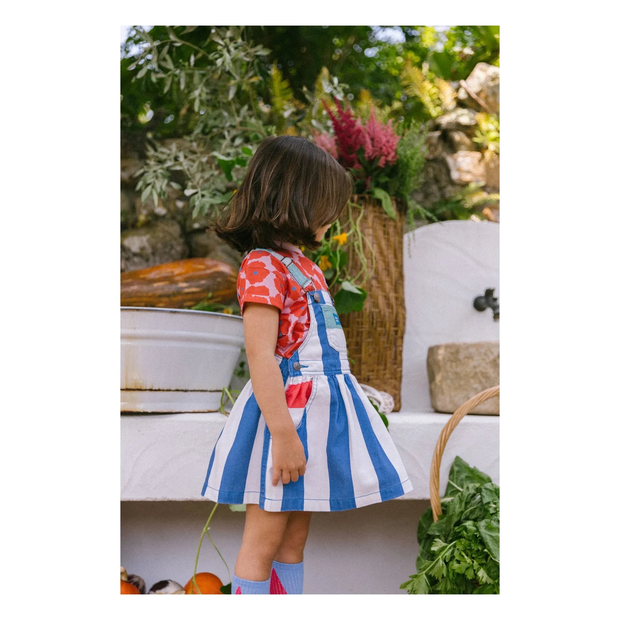 Favorite People - Blau gestreifter Capri-Jumpsuit
