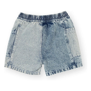Goldie + Ace - Gestreifte Jeans-Shorts | Blau