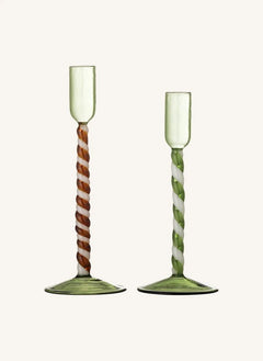 Bloomingville - Swirlie Glaskerzenhalter - 2er Set | Grün
