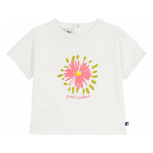 Petit Bateau - T-Shirt aus Bio-Baumwolle Fleur | Weiß
