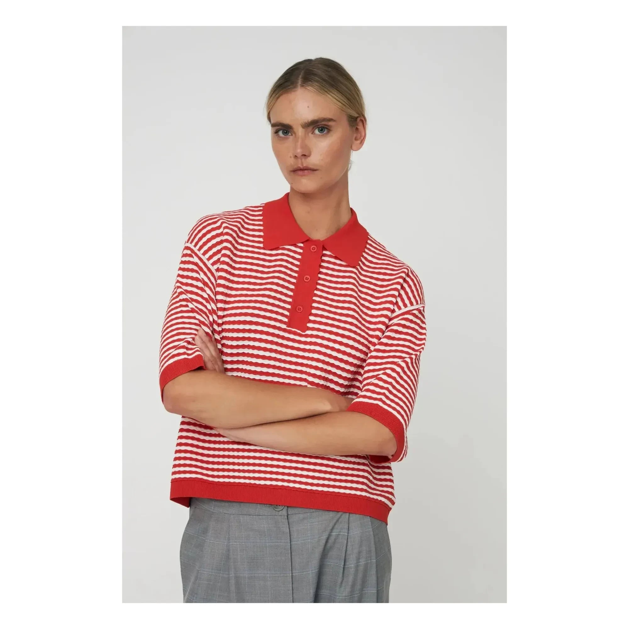 Stella Nova - Rot gestreiftes Poloshirt