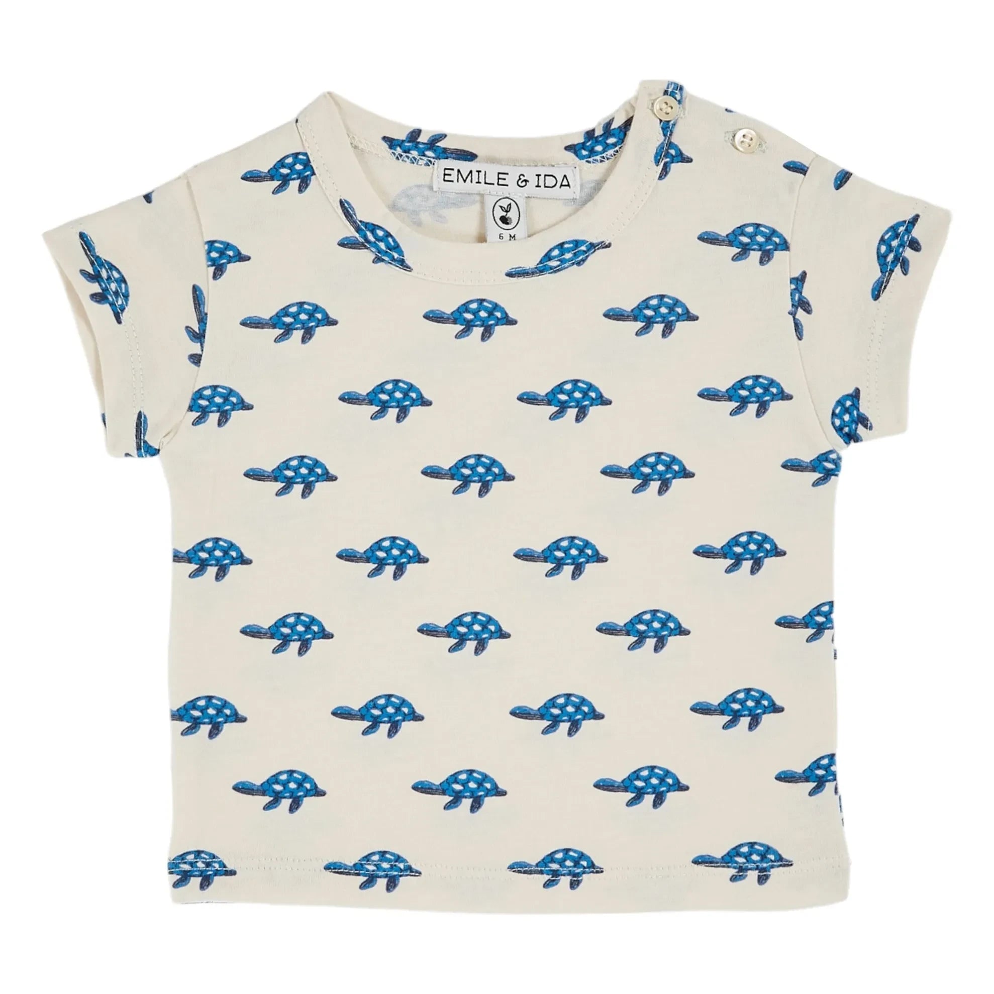 Emile et Ida - T-Shirt Schildkröte aus Bio-Baumwolle | Ecru
