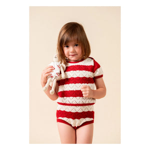 birinit – Pointelle T-Shirt mit Chili-Streifen | Rot