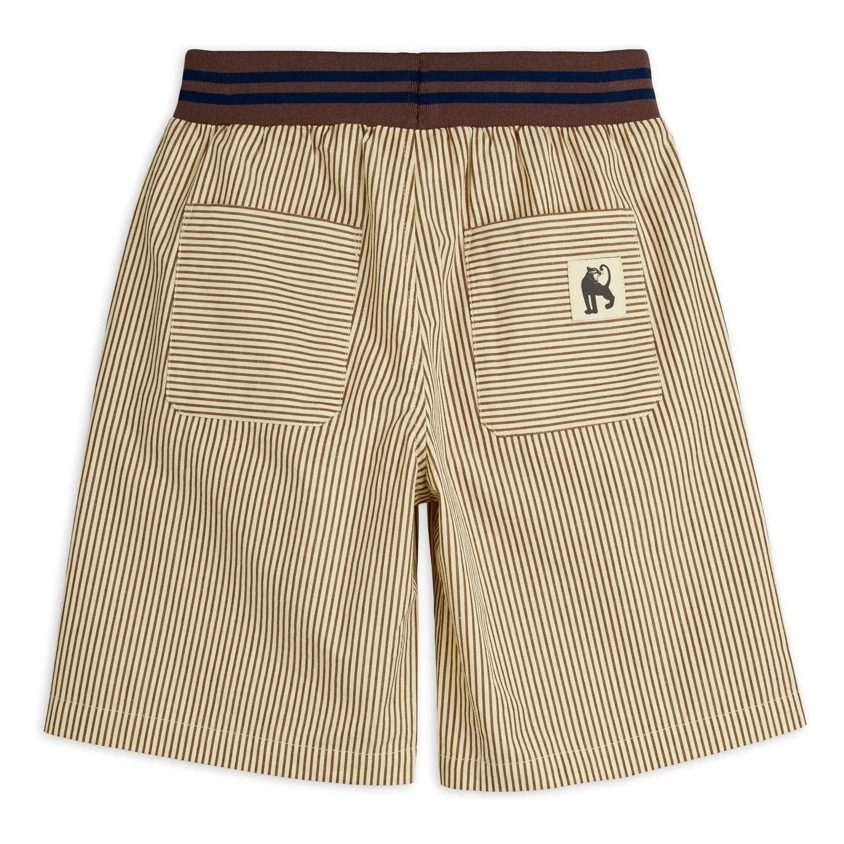 Mini Rodini - Bio Baumwolle Poplin Gestreifte Shorts | Braun