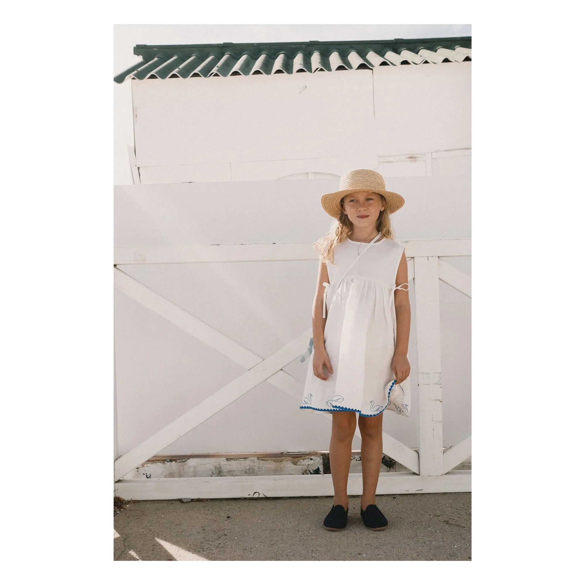 Tinycottons - Leinenkleid Schwäne | Weiß