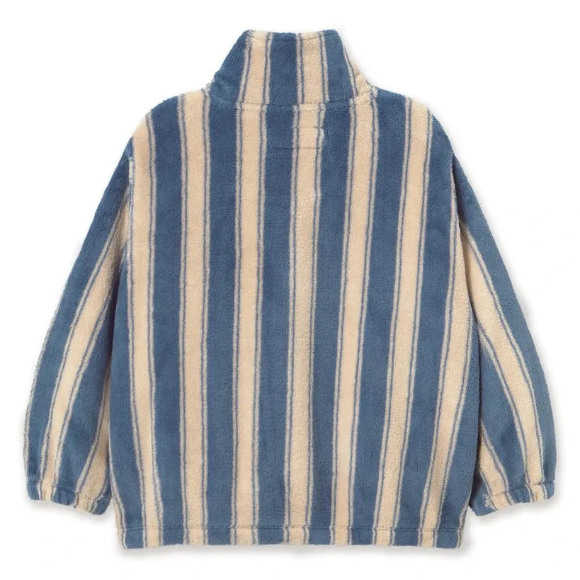 Tinycottons – Gestreifte Fleecejacke | Petrolblau