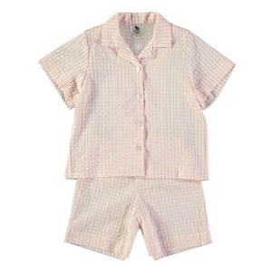 Risu Risu – kariertes Pyjama-Set aus Bio-Baumwolle | Ecru