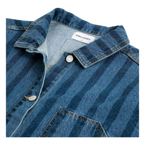 Bobo Choses - Blaue Jeansjacke mit Streifen aus Bio-Baumwolle