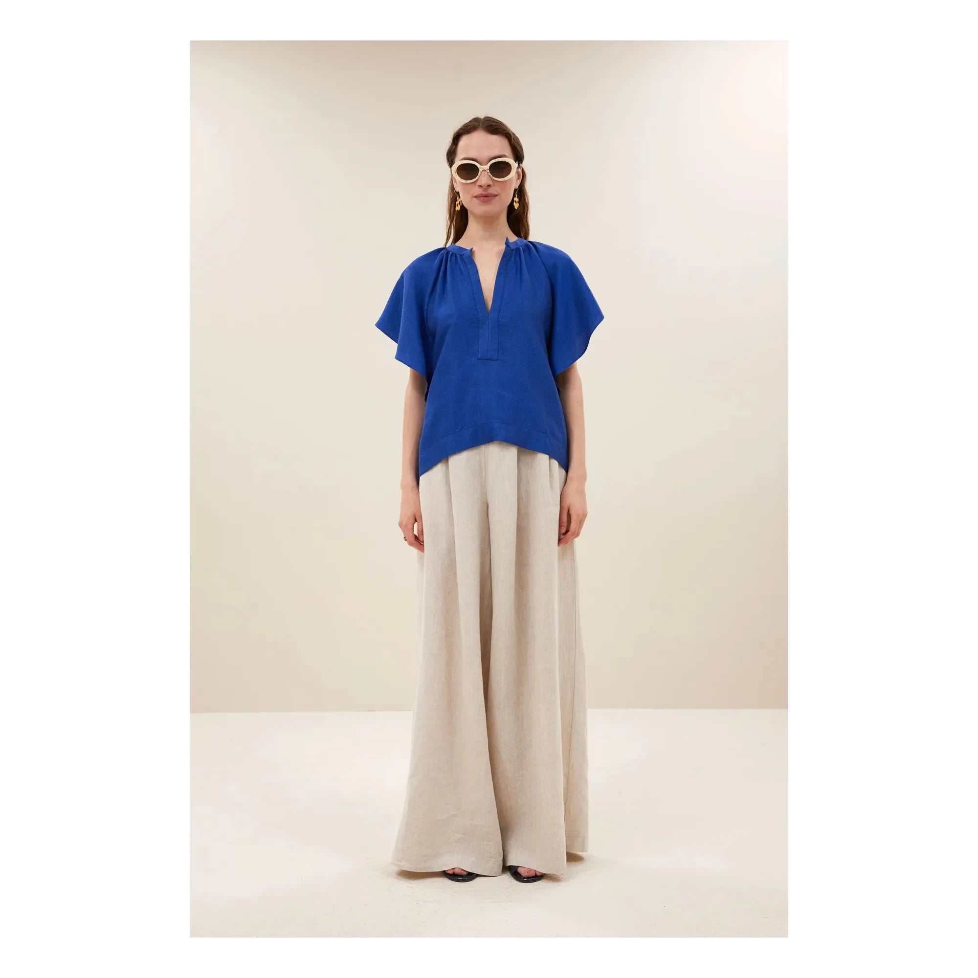 By Bar - Vina Glanzbluse | Königsblau