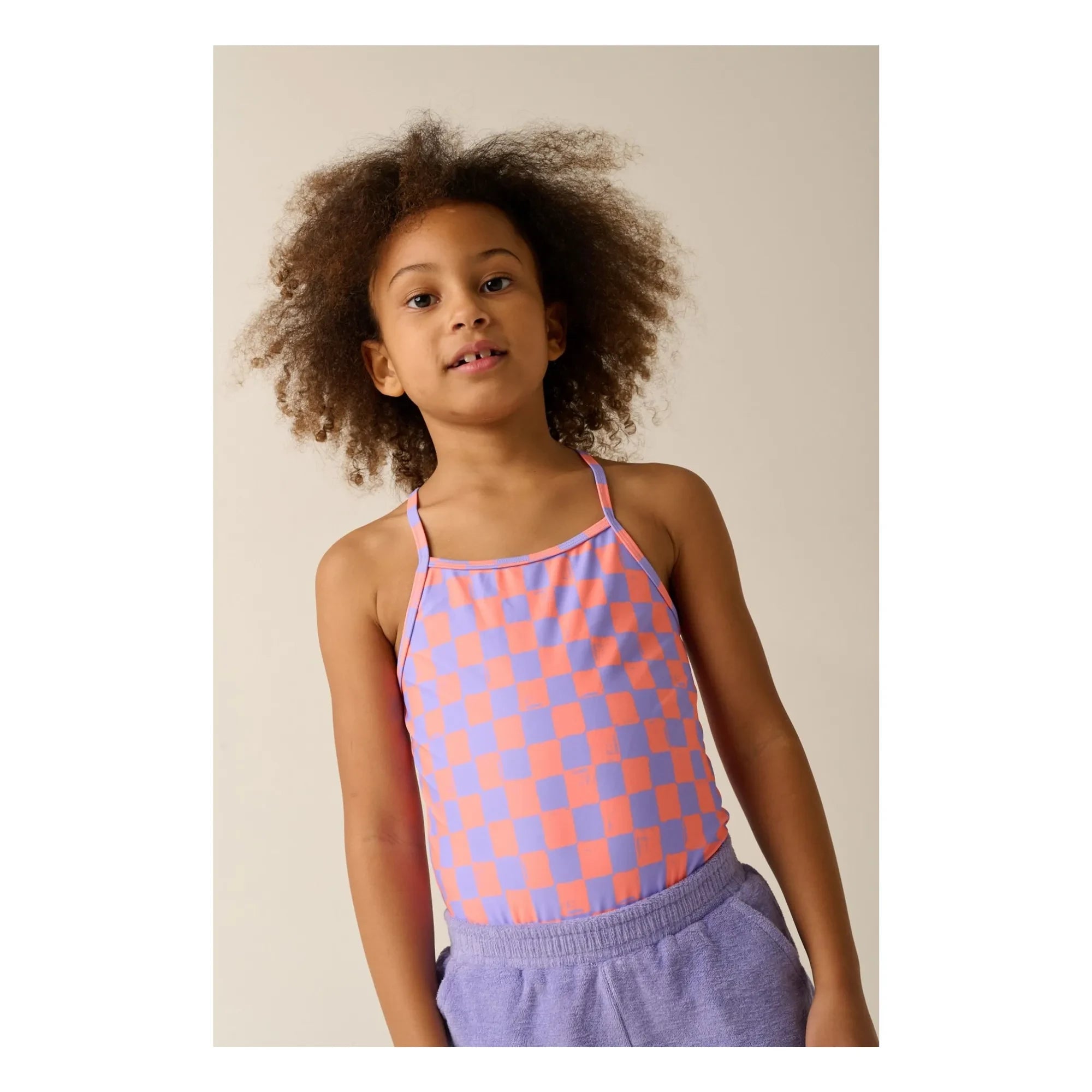 Tumble N'Dry - Alagoas Damier Badeanzug aus recycelten Fasern | Lavendel
