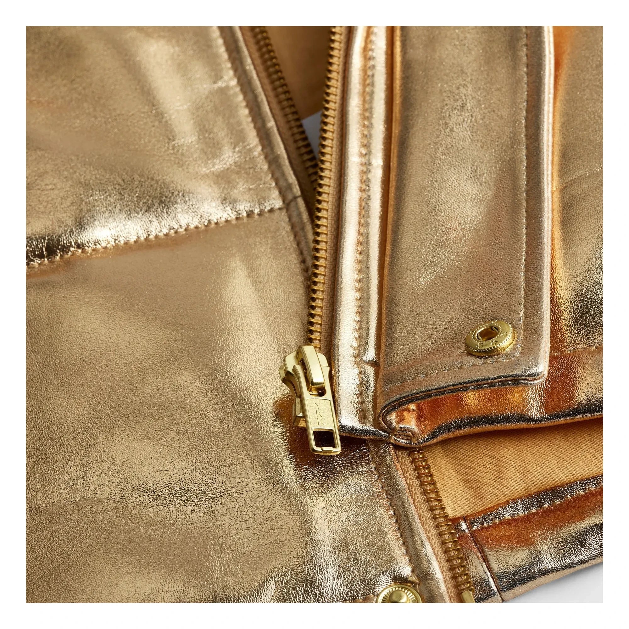 Fille Garçon - Metallische Sherpa-Weste mit Kragen | Gold