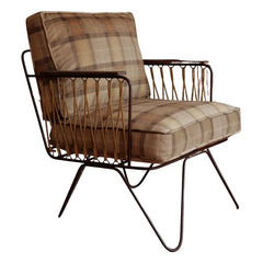 Honoré - Croisette Tartan-Samt Sessel | Karamell