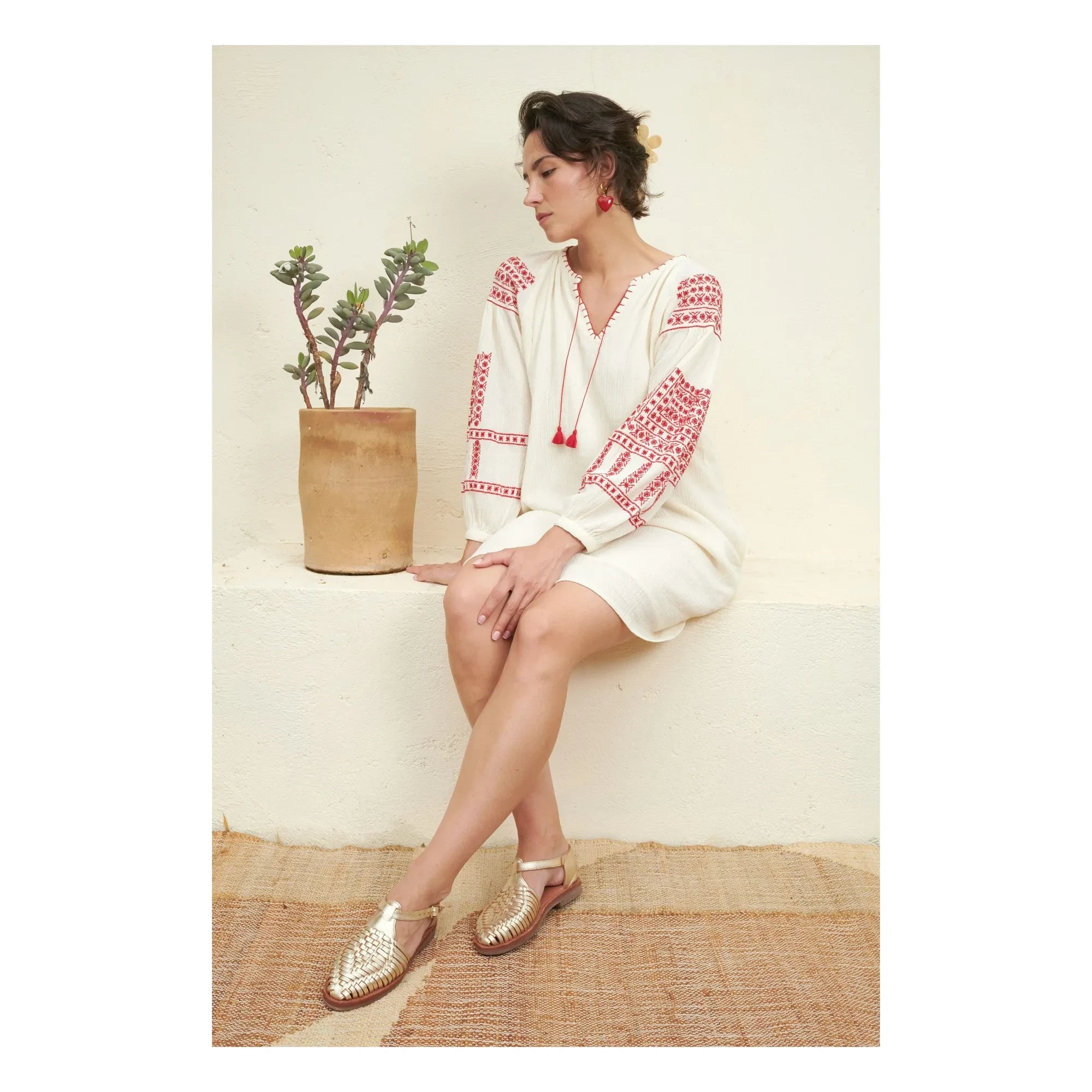 Mapache - Peonia Metallic Sandale | Champagner