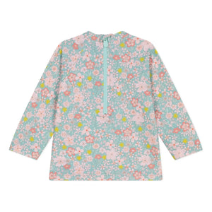 Petit Bateau - Geblümtes Baby UV-Schutz Badeshirt | Türkis