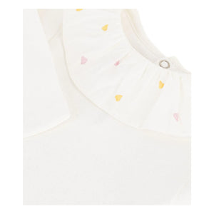 Petit Bateau - Organik Pamuk İşlemeli Yaka Body | Beyaz