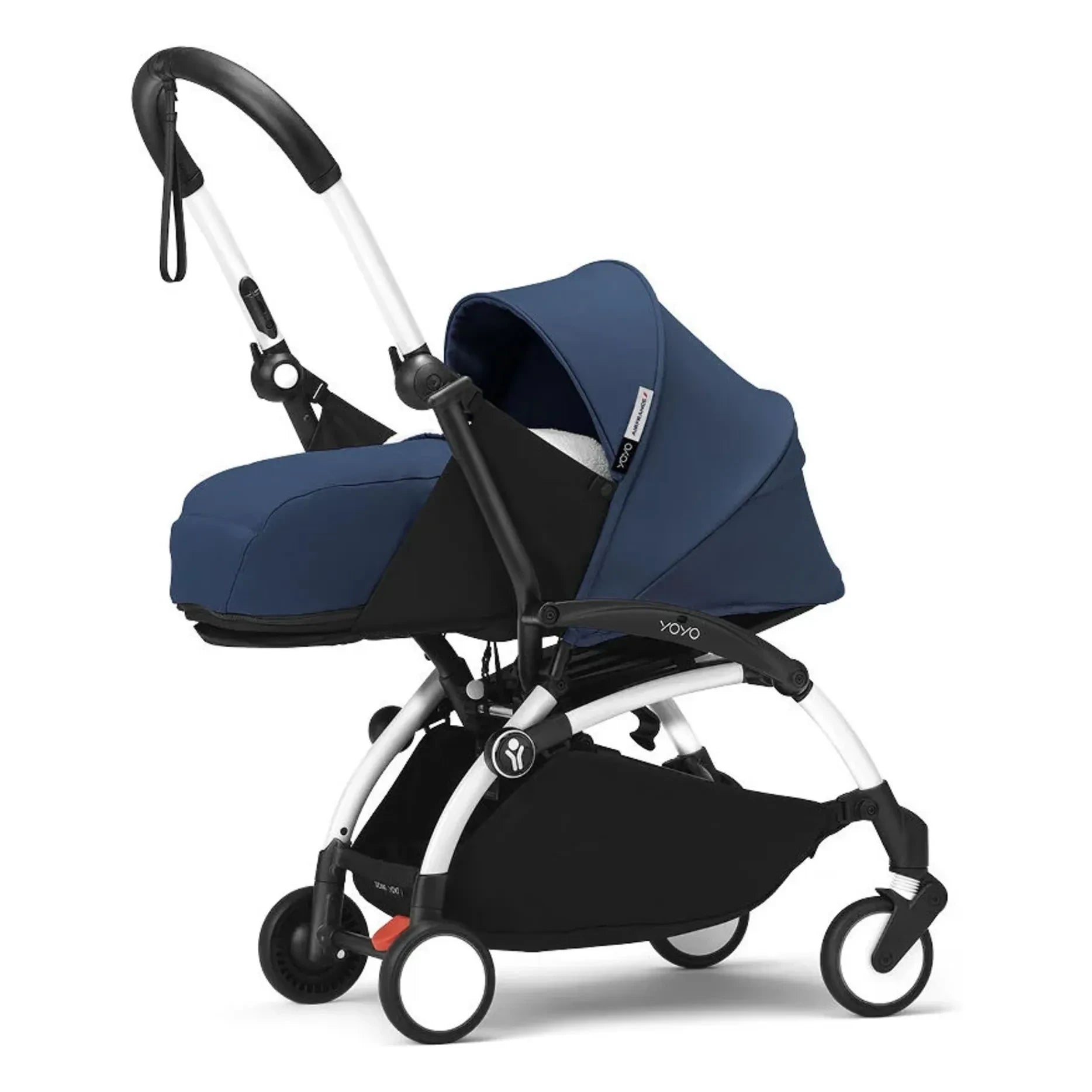 Stokke® - YOYO³ Kinderwagen komplett 0+ und 6+ Weißes Gestell | Air France Blau