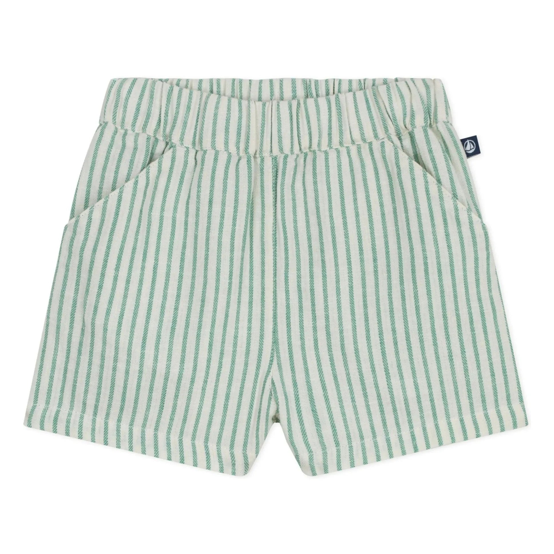 Petit Bateau - Gestreifte Leinenshorts | Grün