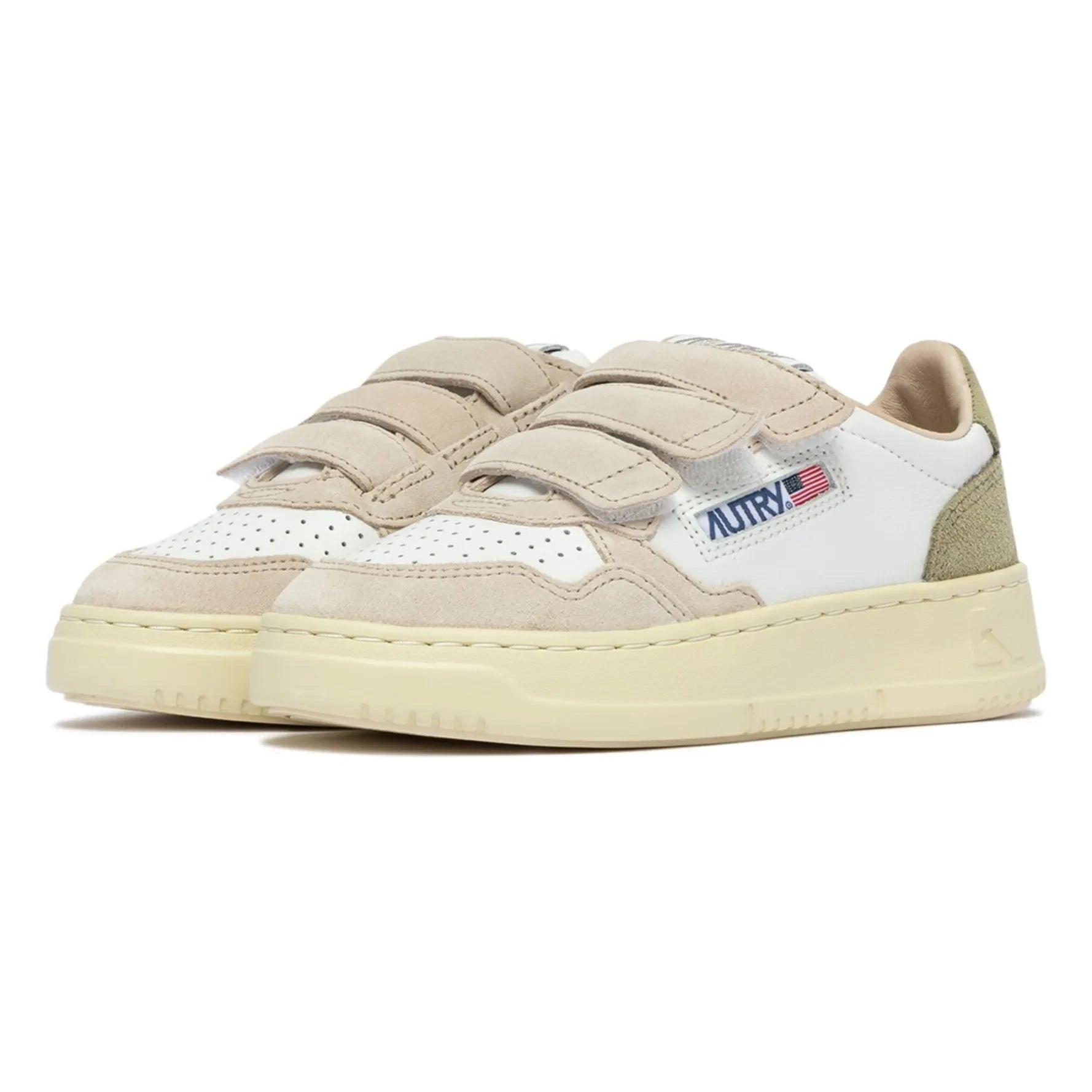 Autry - Kids Kidstripes Low Tricolor Wildleder-Sneaker | Hellkhaki