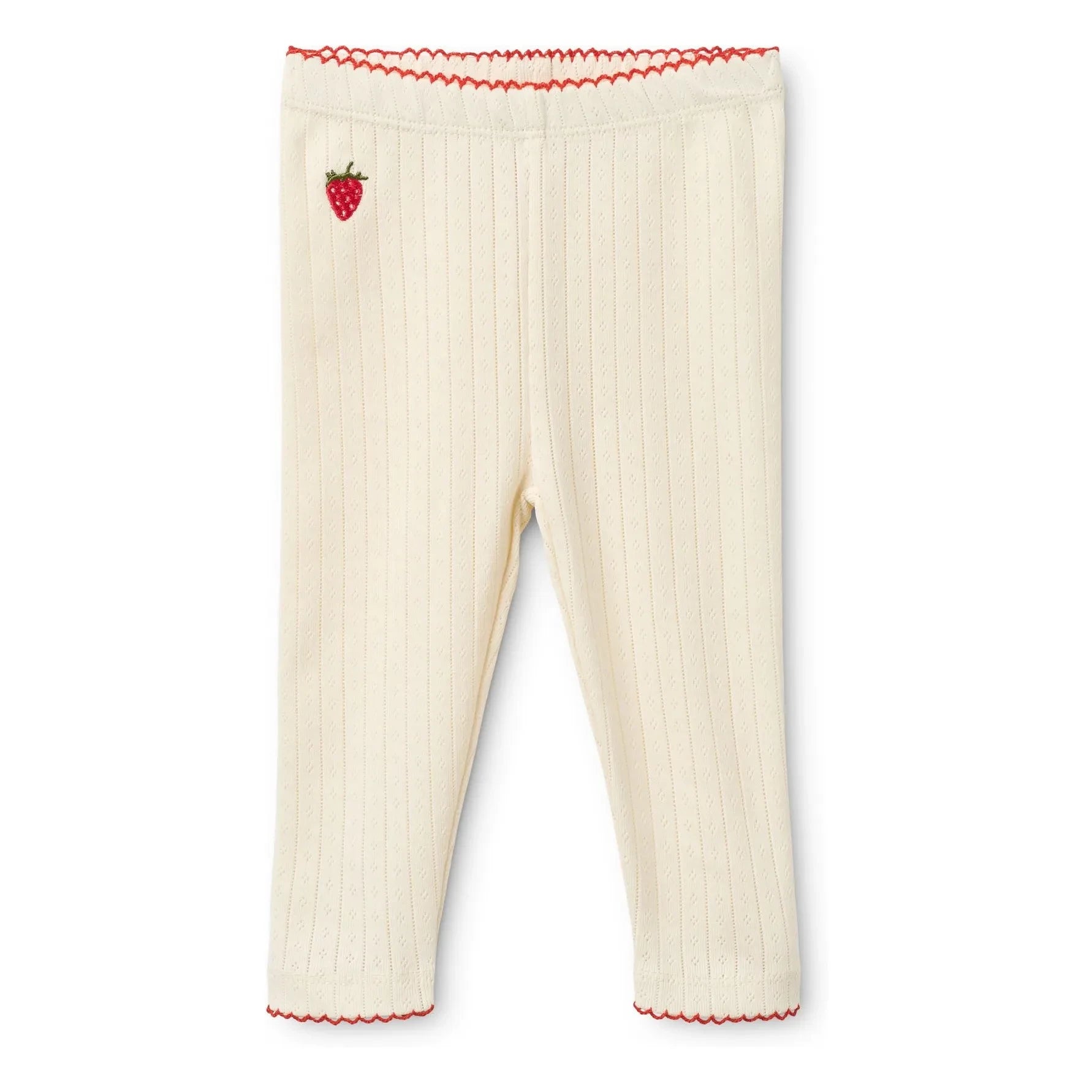 Flöss - Pointelle-Leggings Flora Fraise | Creme