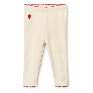 Flöss - Pointelle-Leggings Flora Fraise | Creme